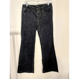 White House Black Market | Women's Black Trouser Leg Jeans Low Rise 2 Short